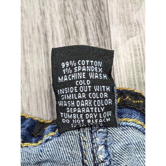 Southpole Juniors Size 7 Distressed Embroidered Pockets Bootcut Denim Blue Jeans - Picture 6 of 11